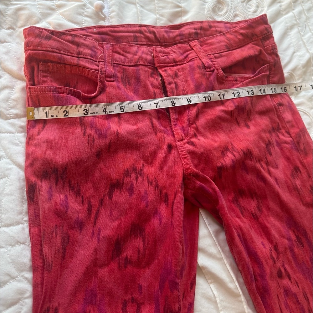 Joe’s Jeans Red Ikat Skinny Ankle Jeans Geranium Tribal Print Size 30 - Picture 9 of 10